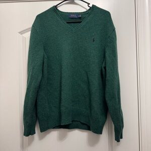 Polo Ralph Lauren Green V-Neck Sweater Wool Cashmere XL